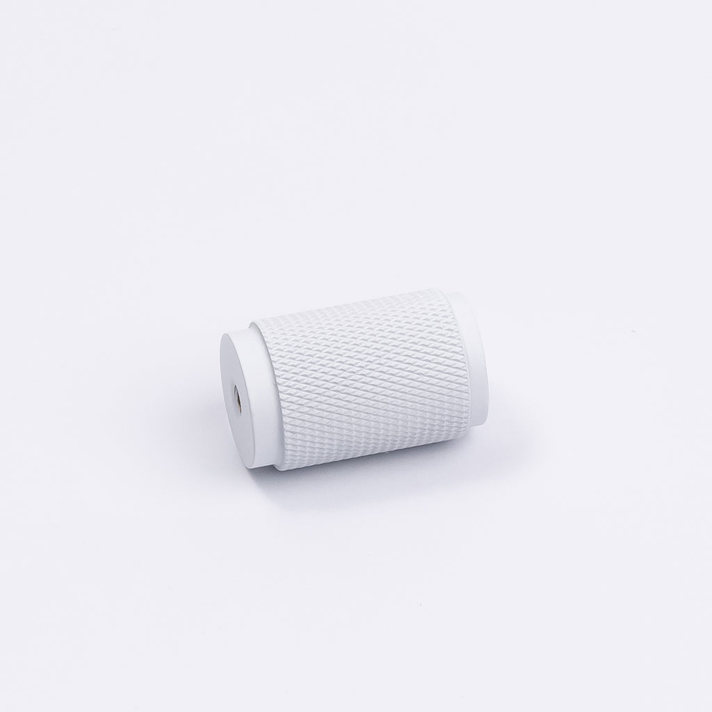 White Knurled Cabinet Knob - Helena - Manovella