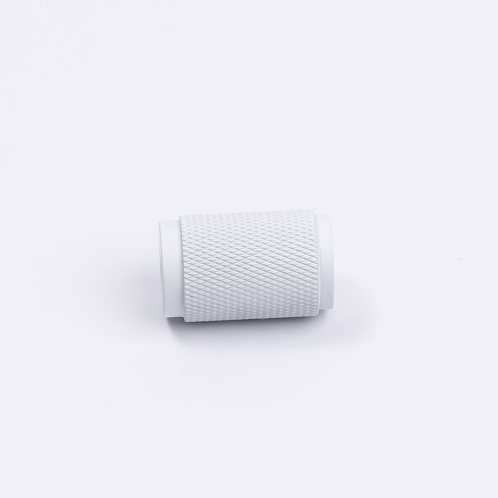 White Knurled Cabinet Knob - Helena - Manovella
