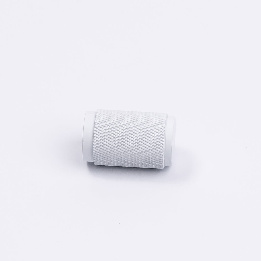 White Knurled Cabinet Knob - Helena - Manovella