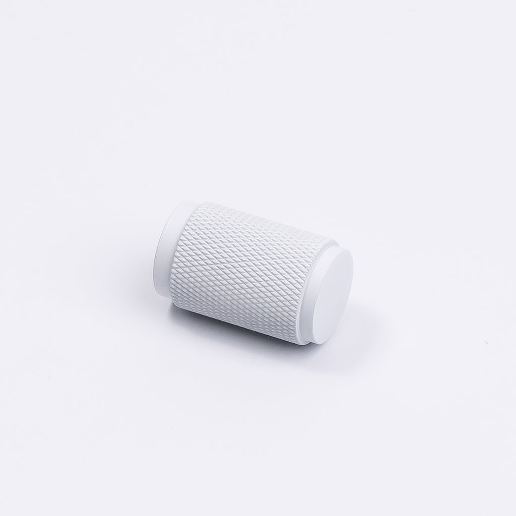 White Knurled Cabinet Knob - Helena - Manovella