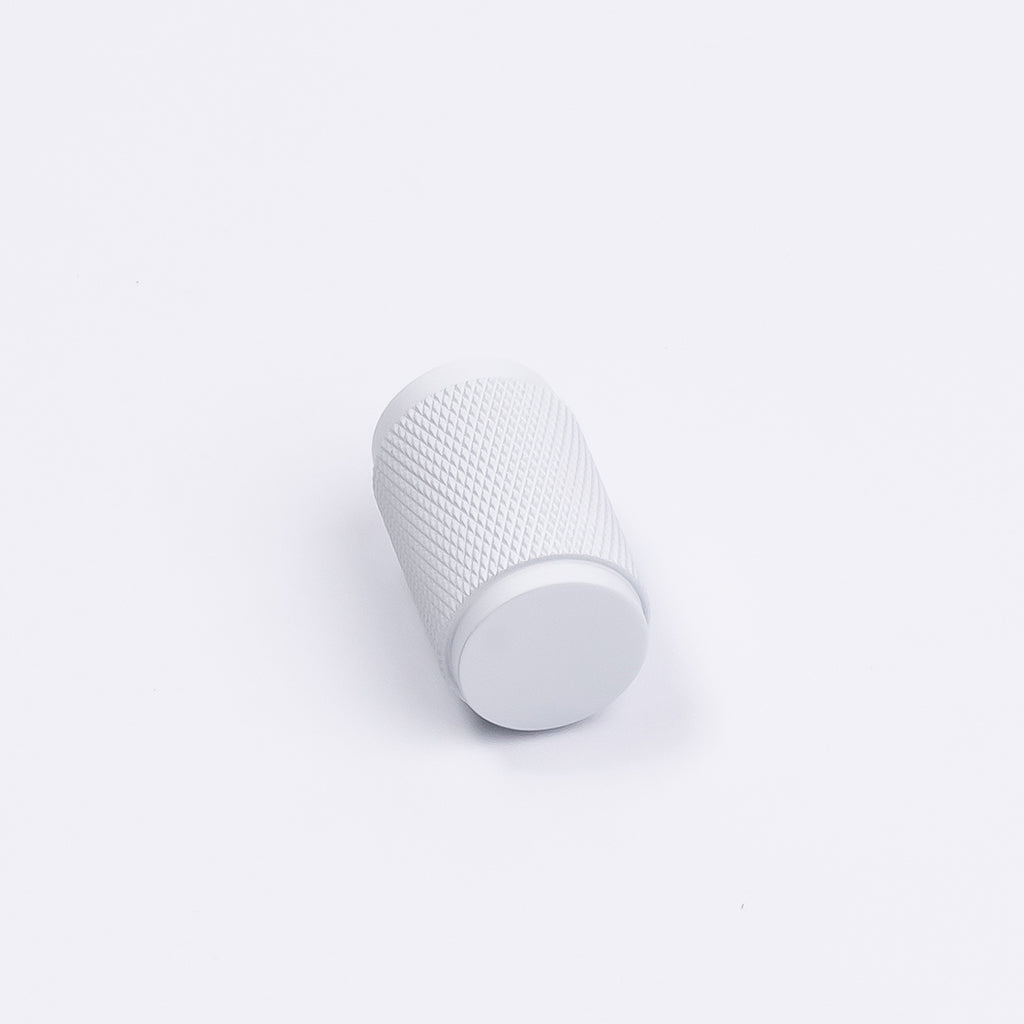 White Knurled Cabinet Knob - Helena - Manovella