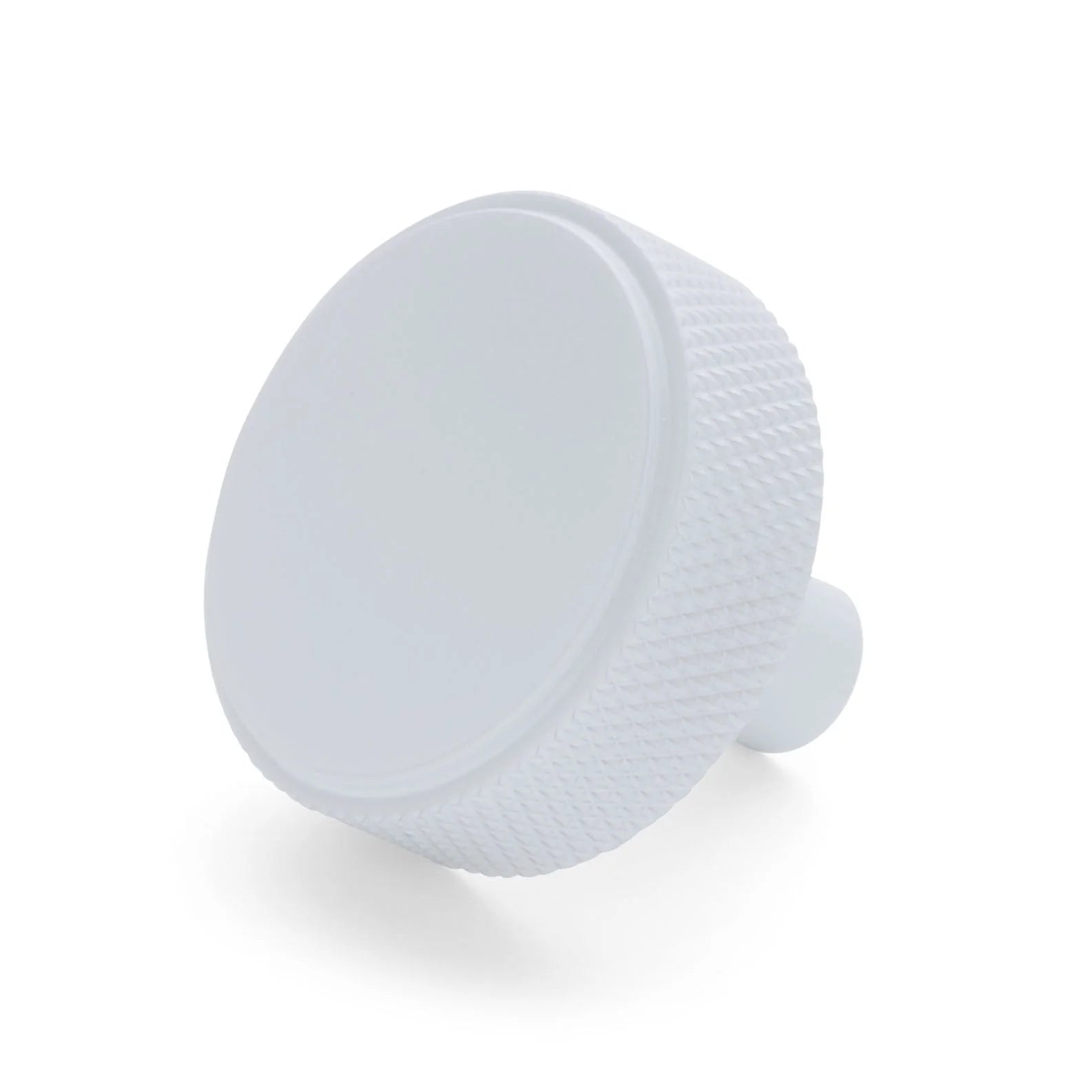 White Round Knurled Cabinet Knob - Octavia - Manovella