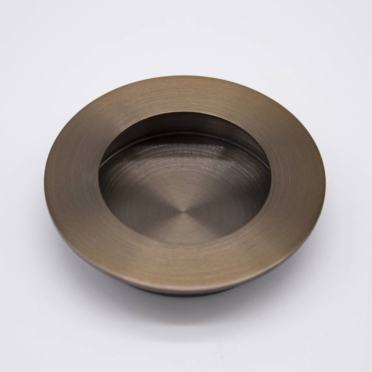 Aged Brass Sliding Door Round Flush Pull 65mm - Manovella - Entry - Point - FP65AG - Manovella