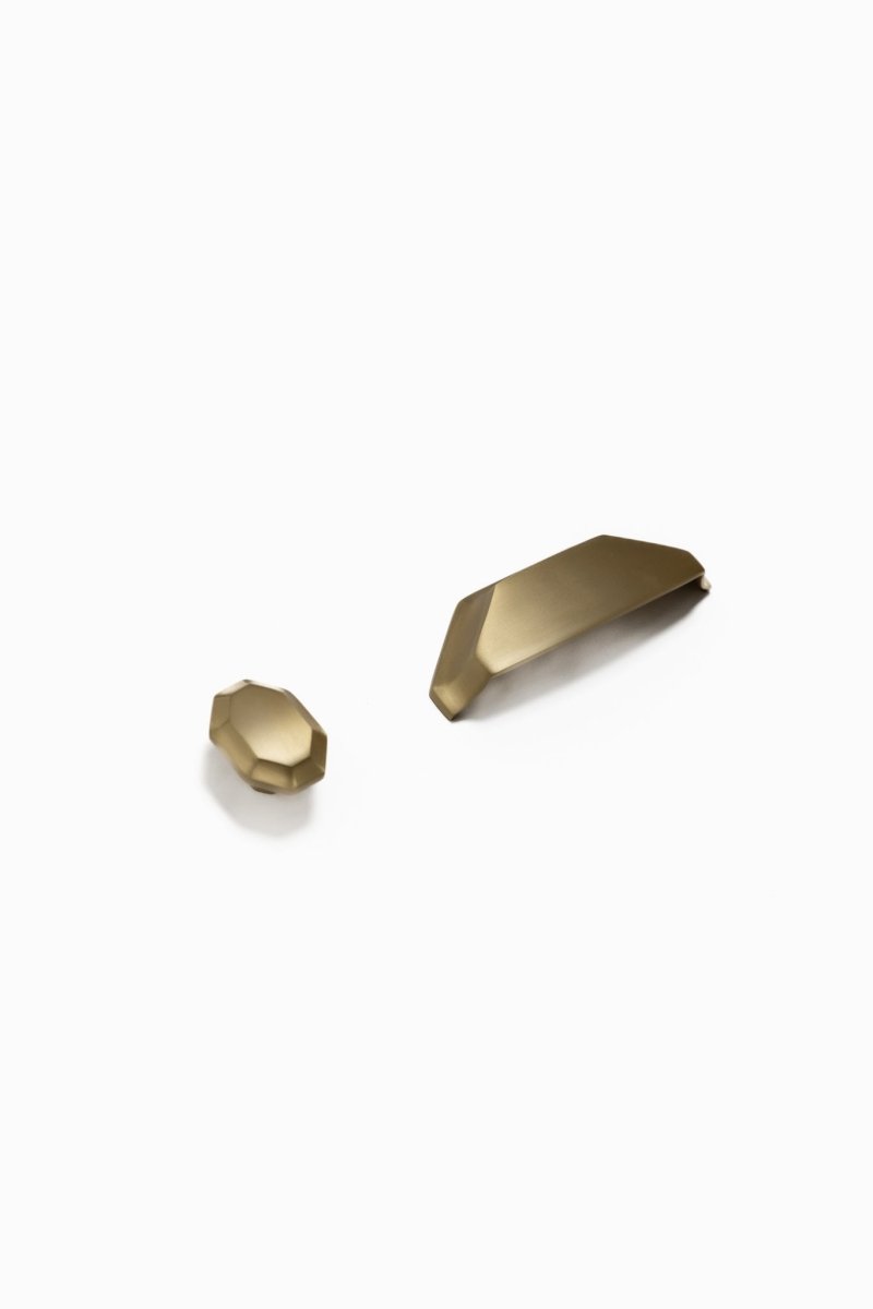 Archie Geometric Brass Cabinetry Cup Handle - Little Swagger - Entry - Point - Archie Pull - SB - Little Swagger