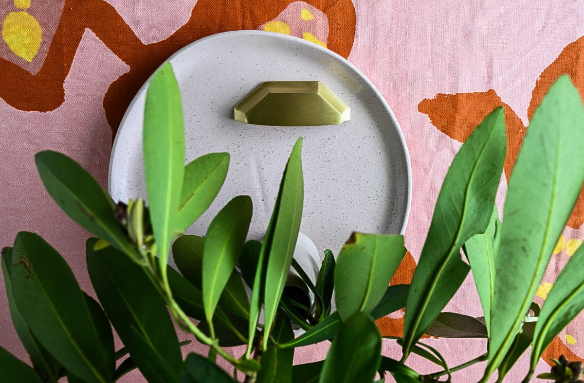 Archie Geometric Brass Cabinetry Cup Handle - Little Swagger - Entry - Point - Archie Pull - SB - Little Swagger