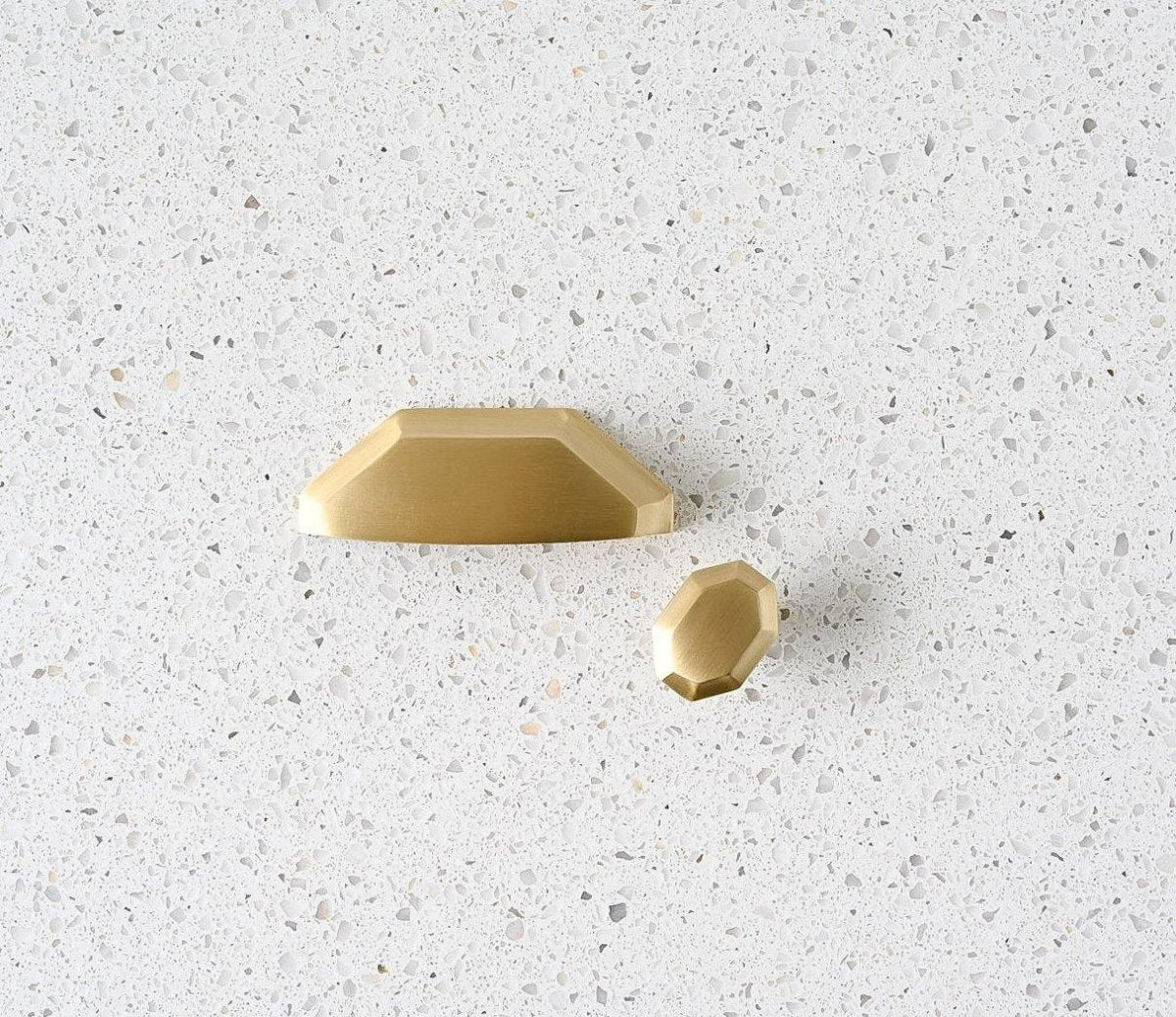 Archie Geometric Brass Cabinetry Cup Handle - Little Swagger - Entry - Point - Archie Pull - SB - Little Swagger