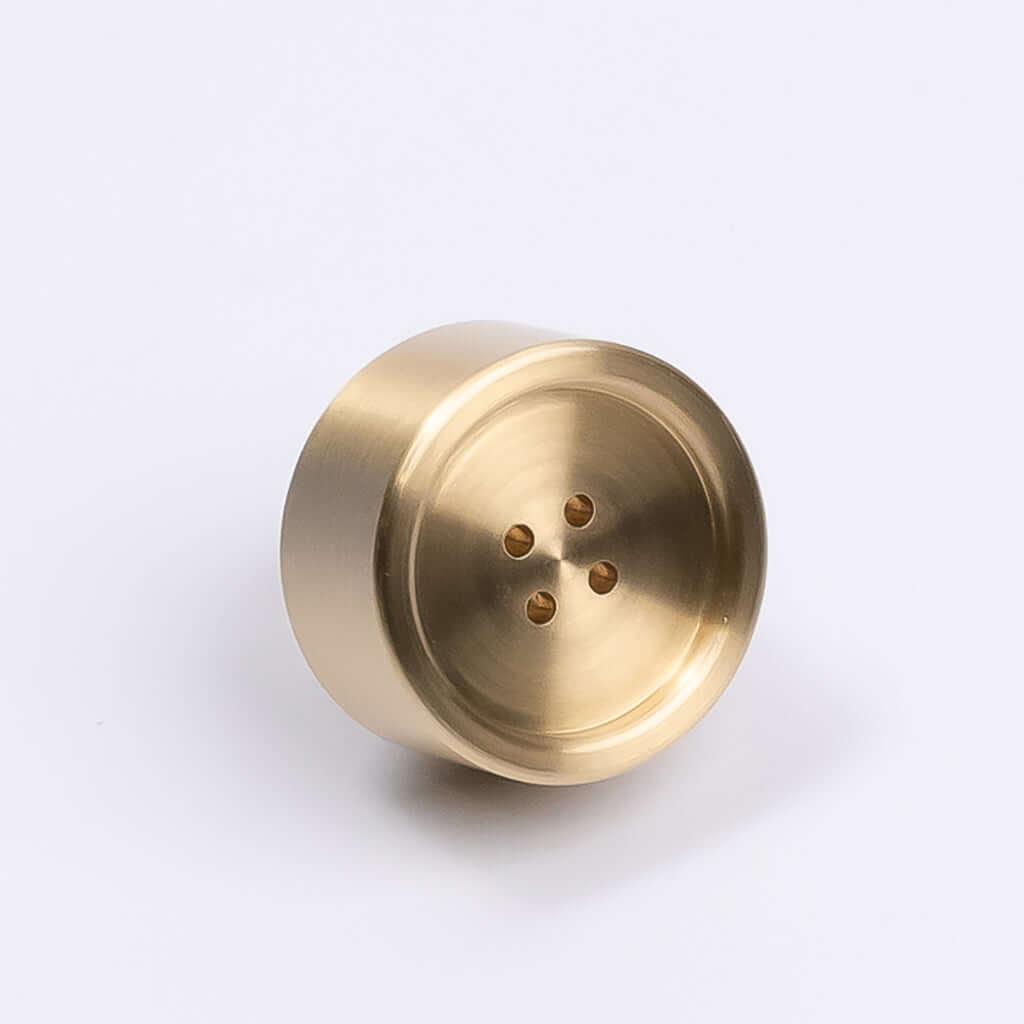 Brushed Brass Button Cabinet Knob - Bianca - Manovella - Entry - Point - CABBIA26BB - Manovella