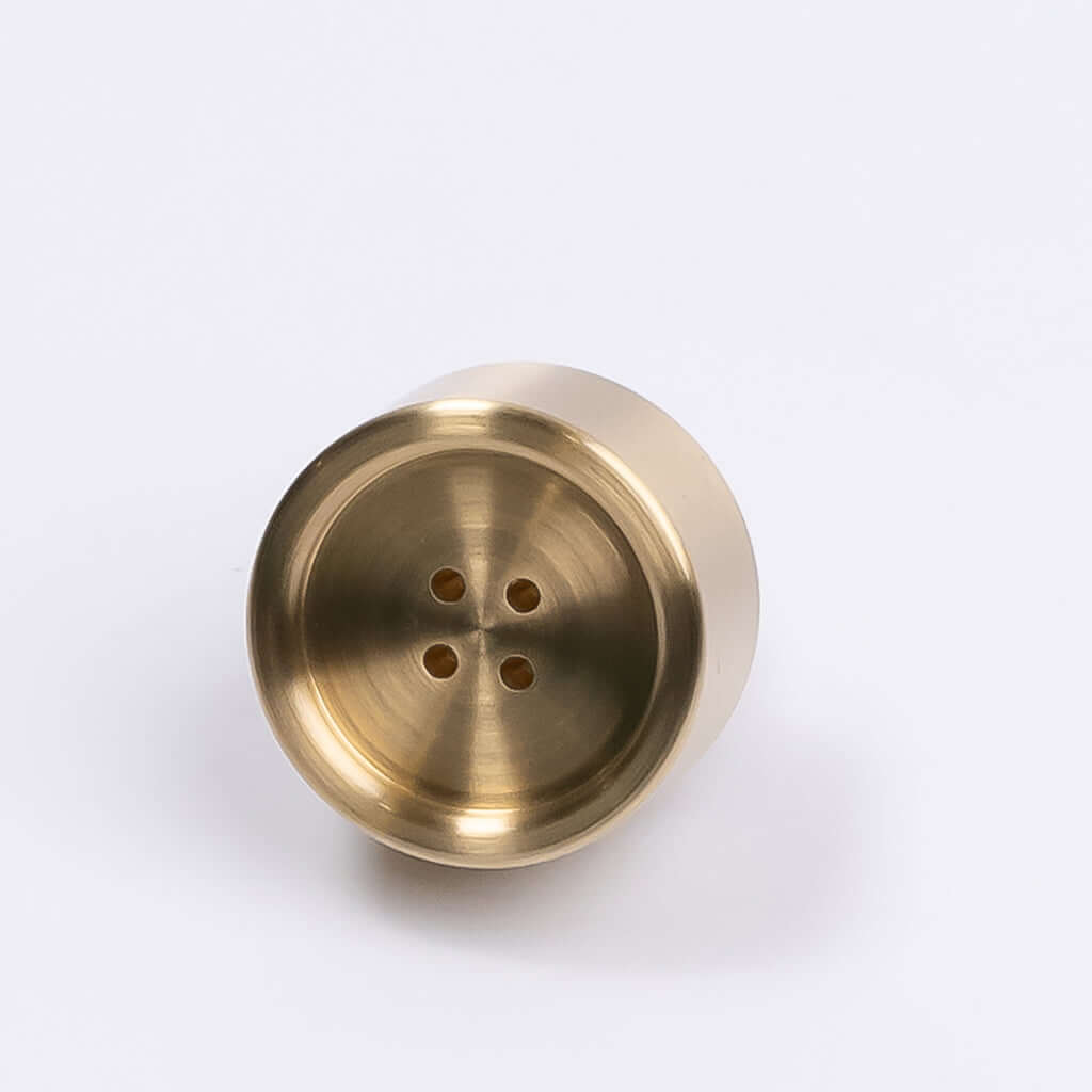 Brushed Brass Button Cabinet Knob - Bianca - Manovella - Entry - Point - CABBIA26BB - Manovella