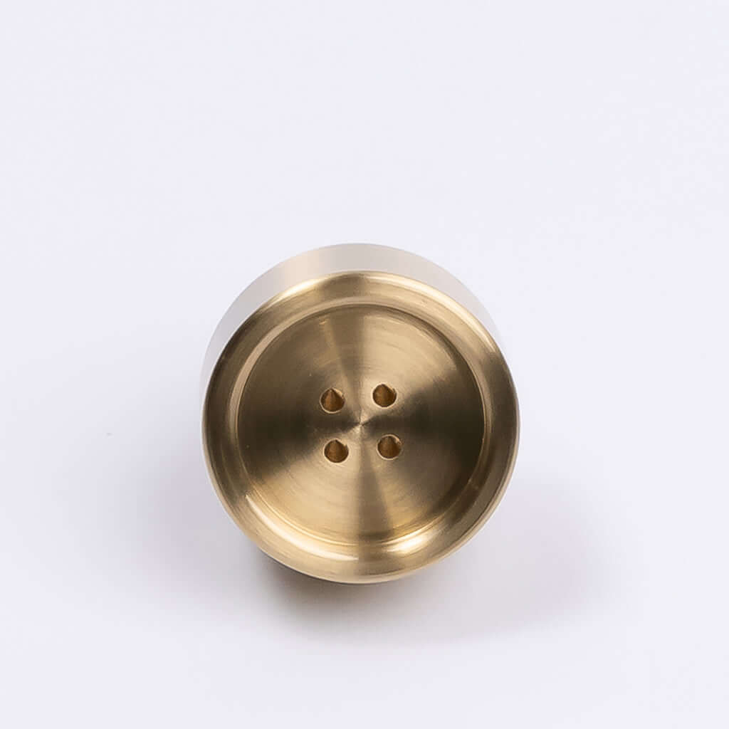 Brushed Brass Button Cabinet Knob - Bianca - Manovella - Entry - Point - CABBIA26BB - Manovella