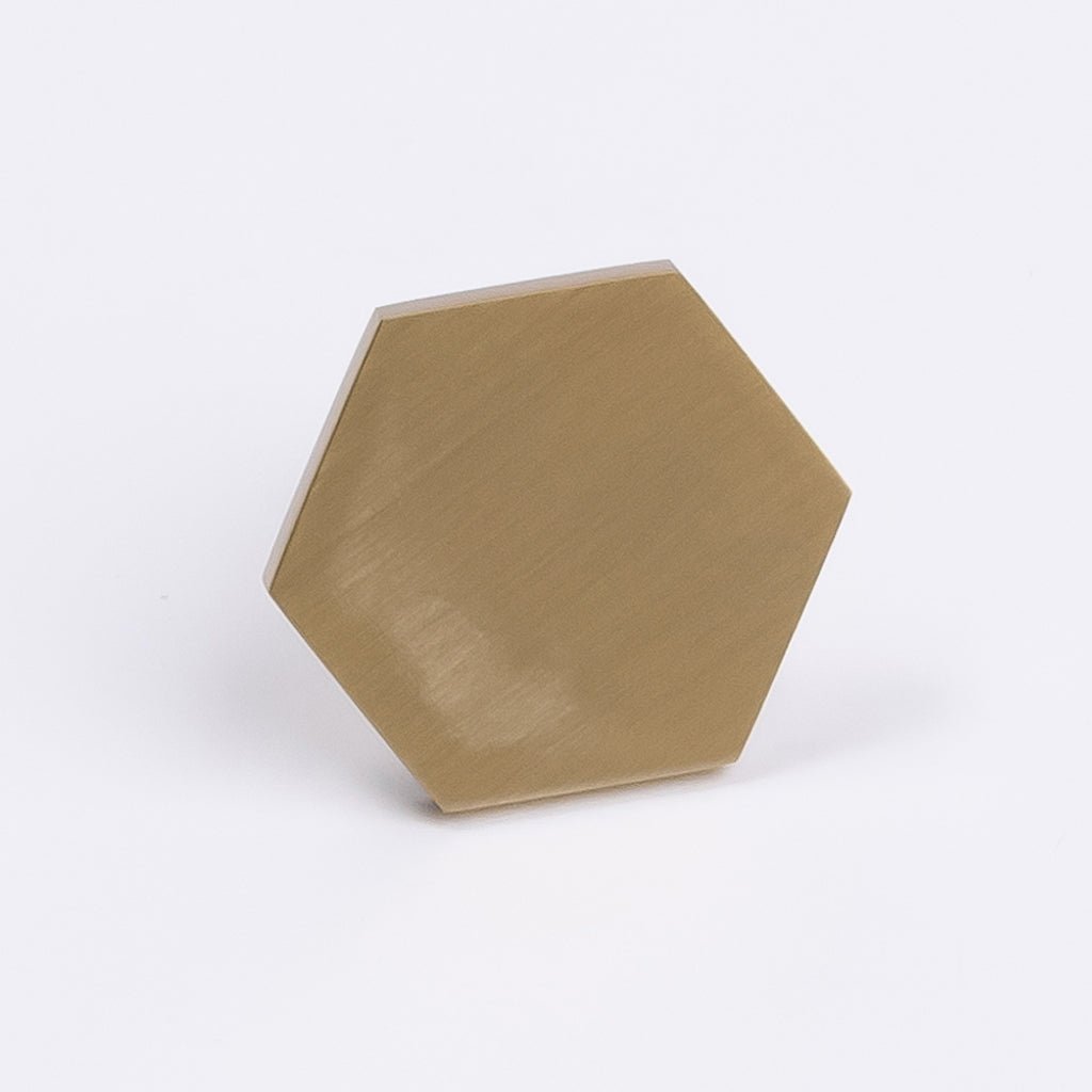 Brushed Brass Hexagonal Cabinet Knob - Rosalind - Manovella - Entry - Point - CABROS32BB - Manovella