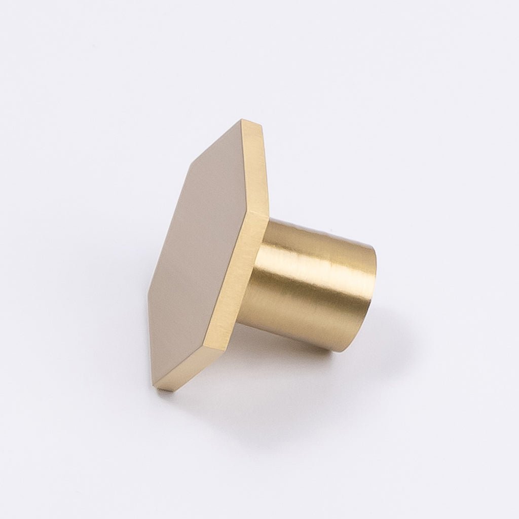 Brushed Brass Hexagonal Cabinet Knob - Rosalind - Manovella - Entry - Point - CABROS32BB - Manovella