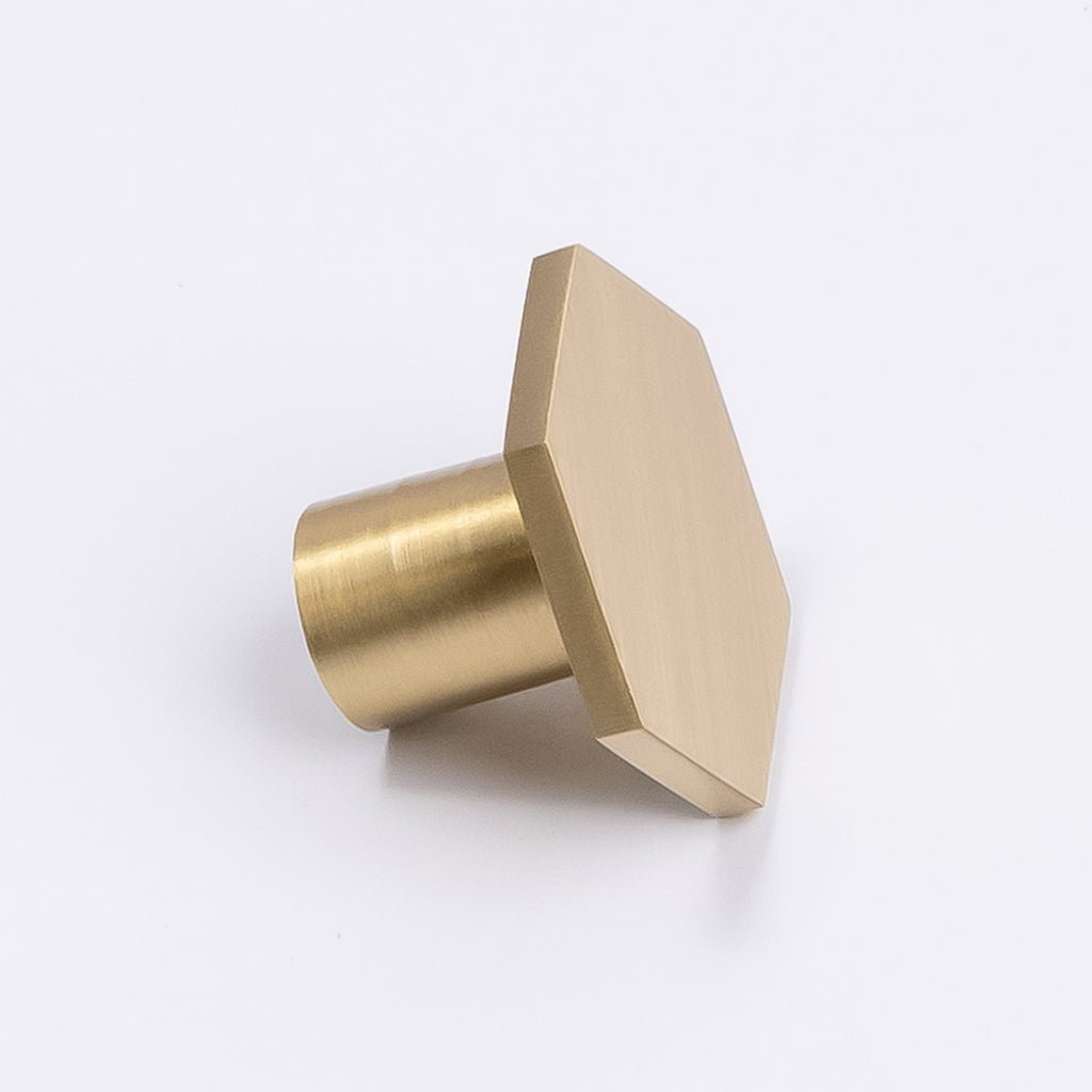 Brushed Brass Hexagonal Cabinet Knob - Rosalind - Manovella - Entry - Point - CABROS32BB - Manovella