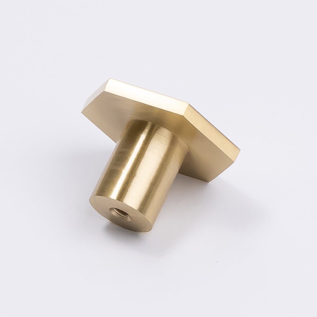 Brushed Brass Hexagonal Cabinet Knob - Rosalind - Manovella - Entry - Point - CABROS32BB - Manovella