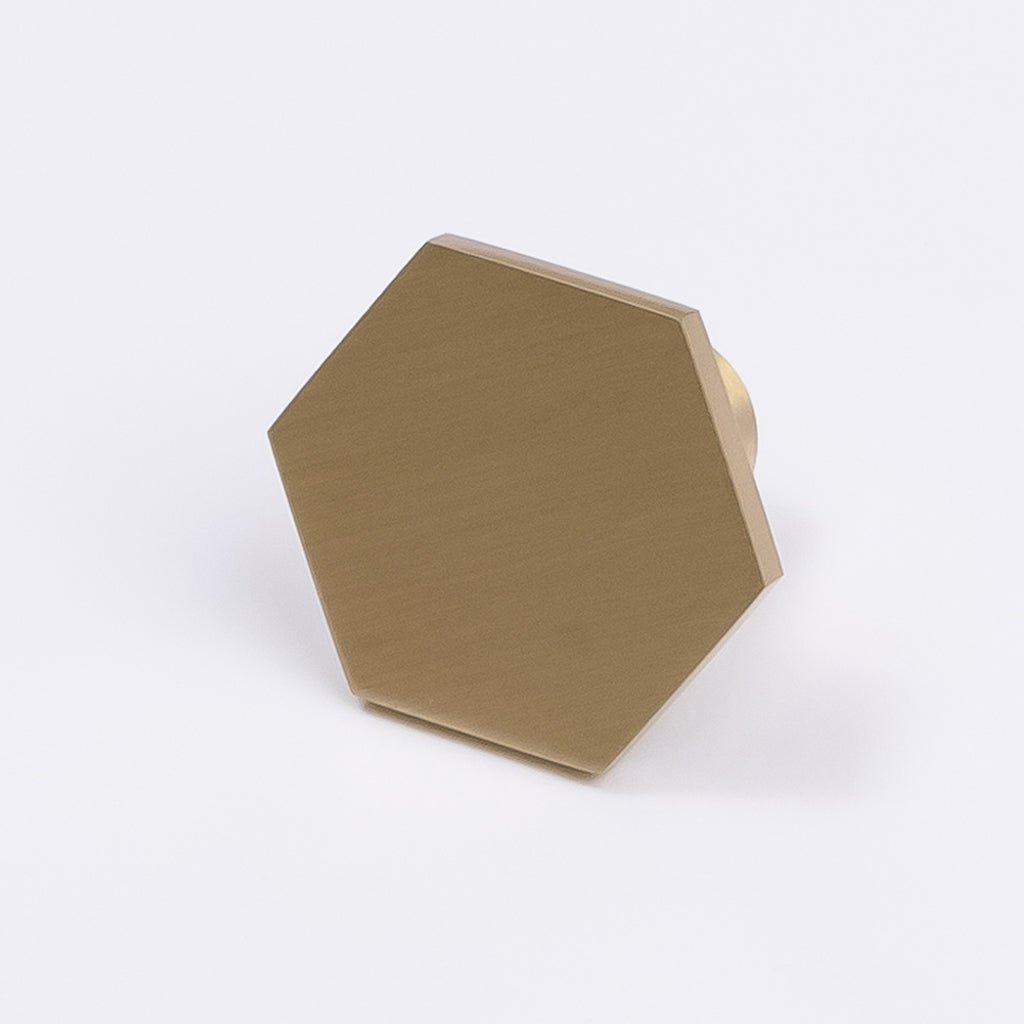 Brushed Brass Hexagonal Cabinet Knob - Rosalind - Manovella - Entry - Point - CABROS32BB - Manovella