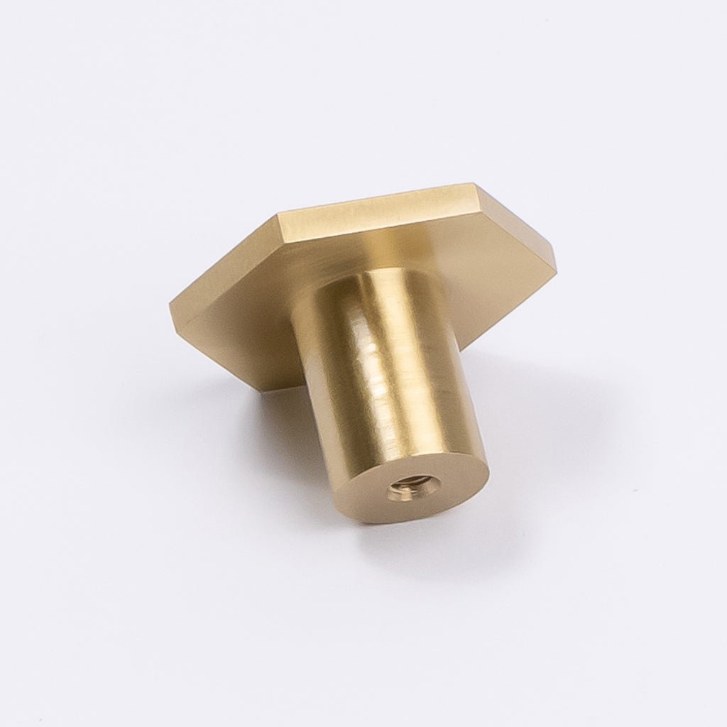 Brushed Brass Hexagonal Cabinet Knob - Rosalind - Manovella - Entry - Point - CABROS32BB - Manovella