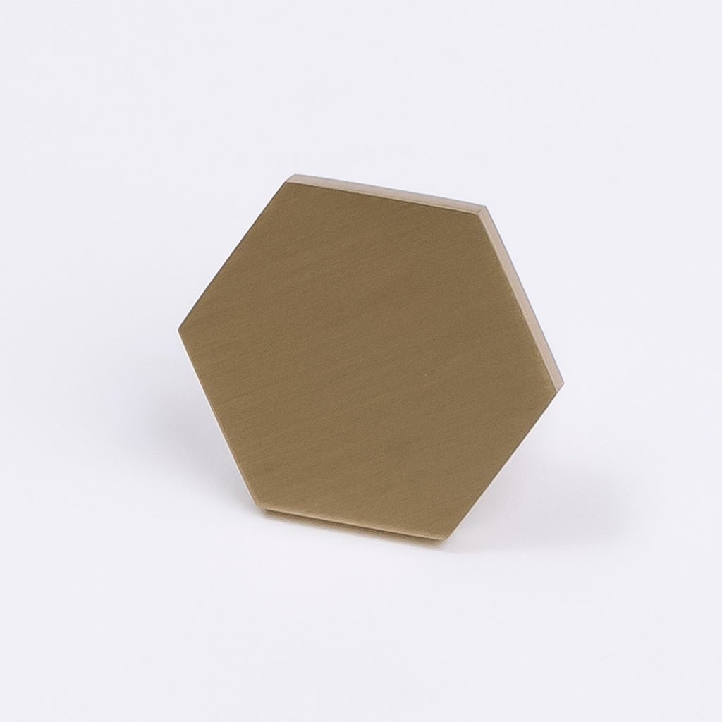 Brushed Brass Hexagonal Cabinet Knob - Rosalind - Manovella - Entry - Point - CABROS32BB - Manovella