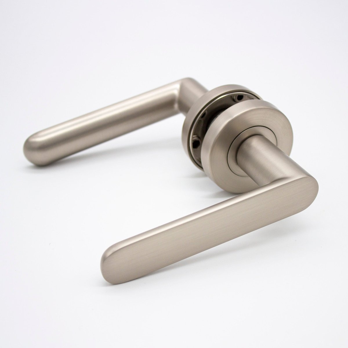 Brushed Nickel Passage Door Handle - Fairhaven - Manovella - Entry - Point - FHV1BN - Manovella