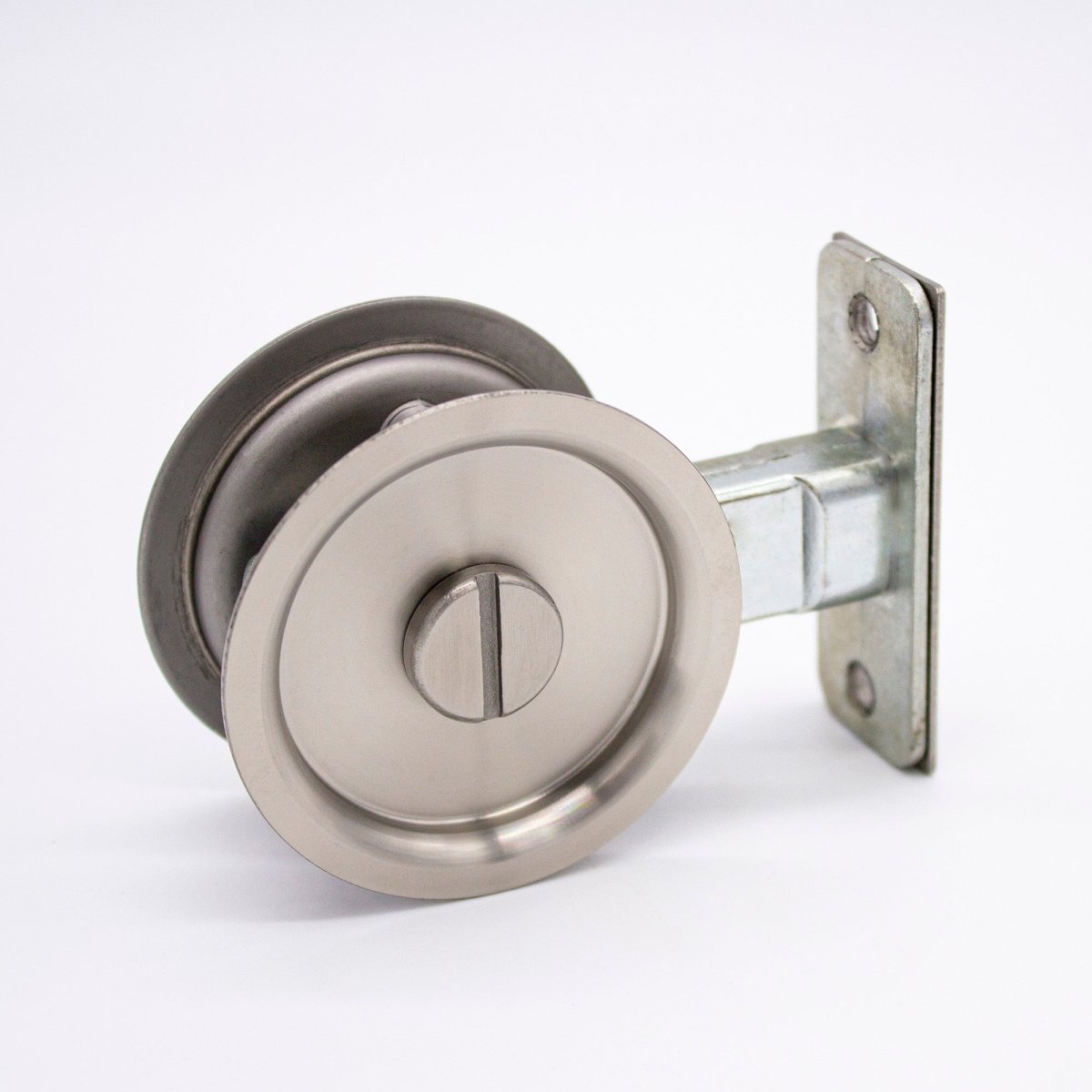 Brushed Nickel Round Sliding Cavity Privacy Lock - Manovella - Entry - Point - CAV2BN - Manovella