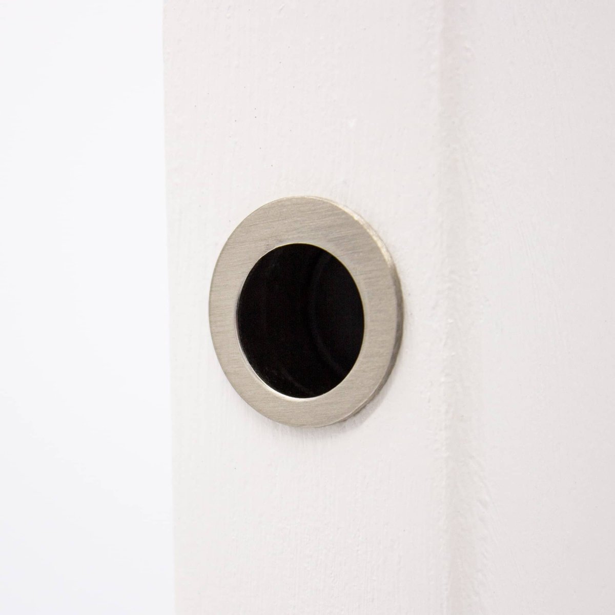Brushed Nickel Round Sliding Door Finger Pull - Manovella - Entry - Point - EP25BN - Manovella