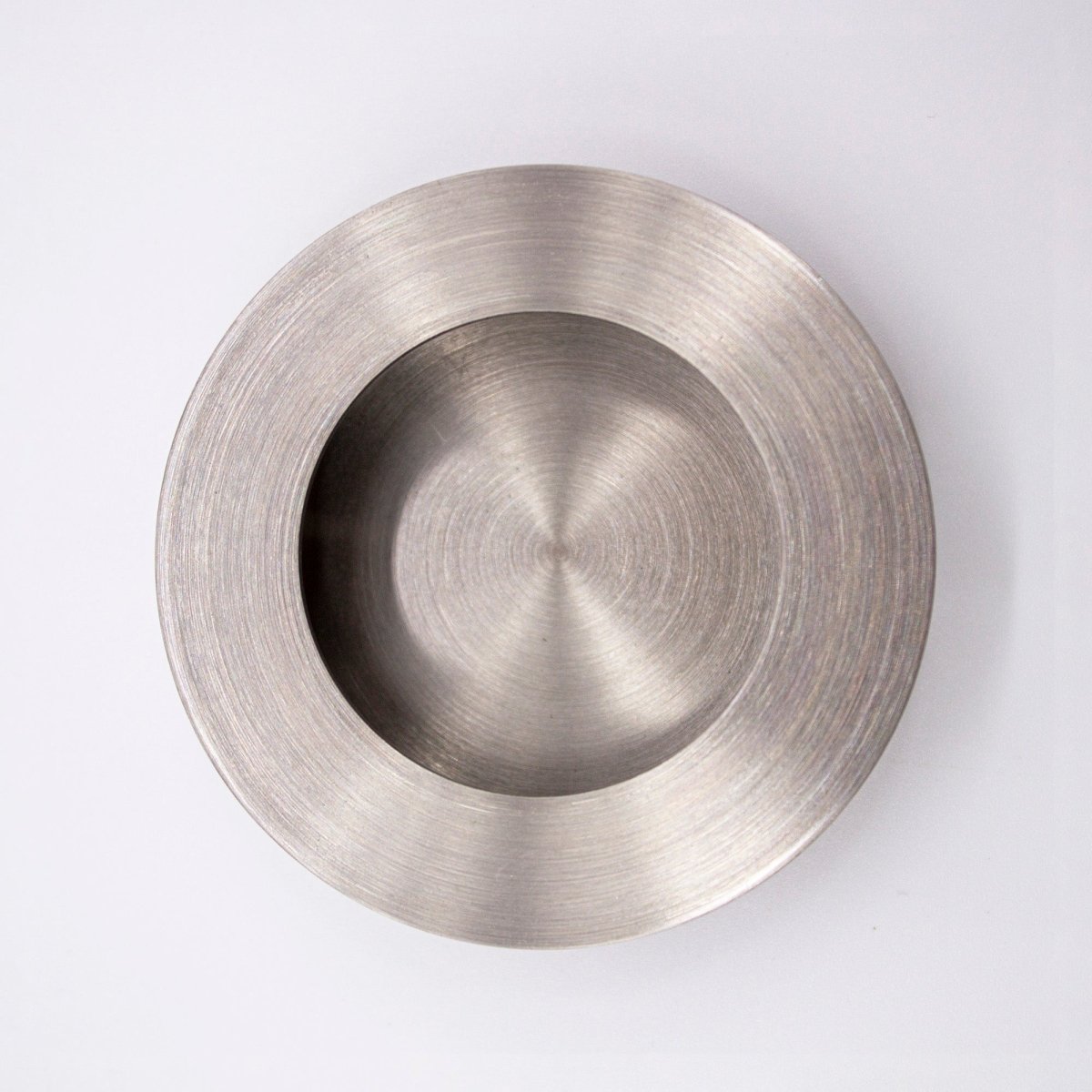Brushed Nickel Sliding Door Round Flush Pull 65mm - Manovella - Entry - Point - FP65BN - Manovella