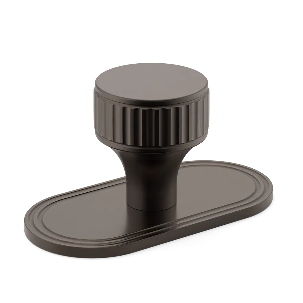 Barwick Ridged Cabinet Knob with Backplate By Armac Martin