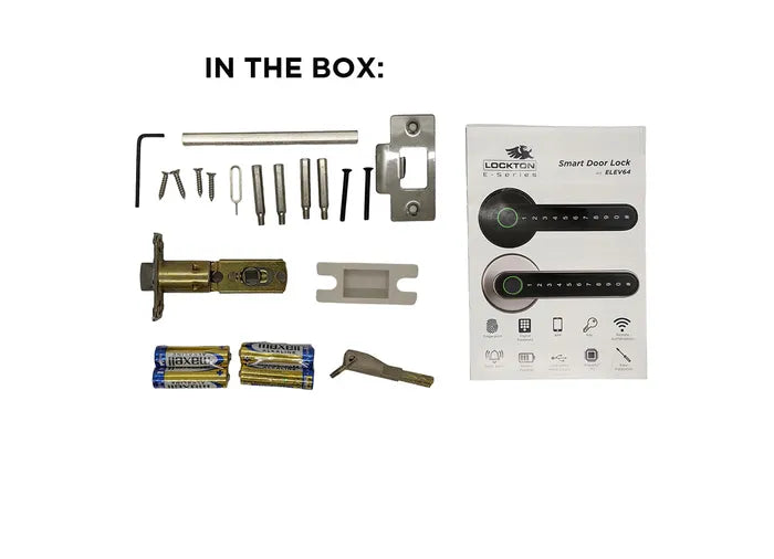 LOCKTON 'E-Series' (Round Rose Leverset) SMART DOOR LOCK *Black* - Suits 60-70mm Adj. Latch