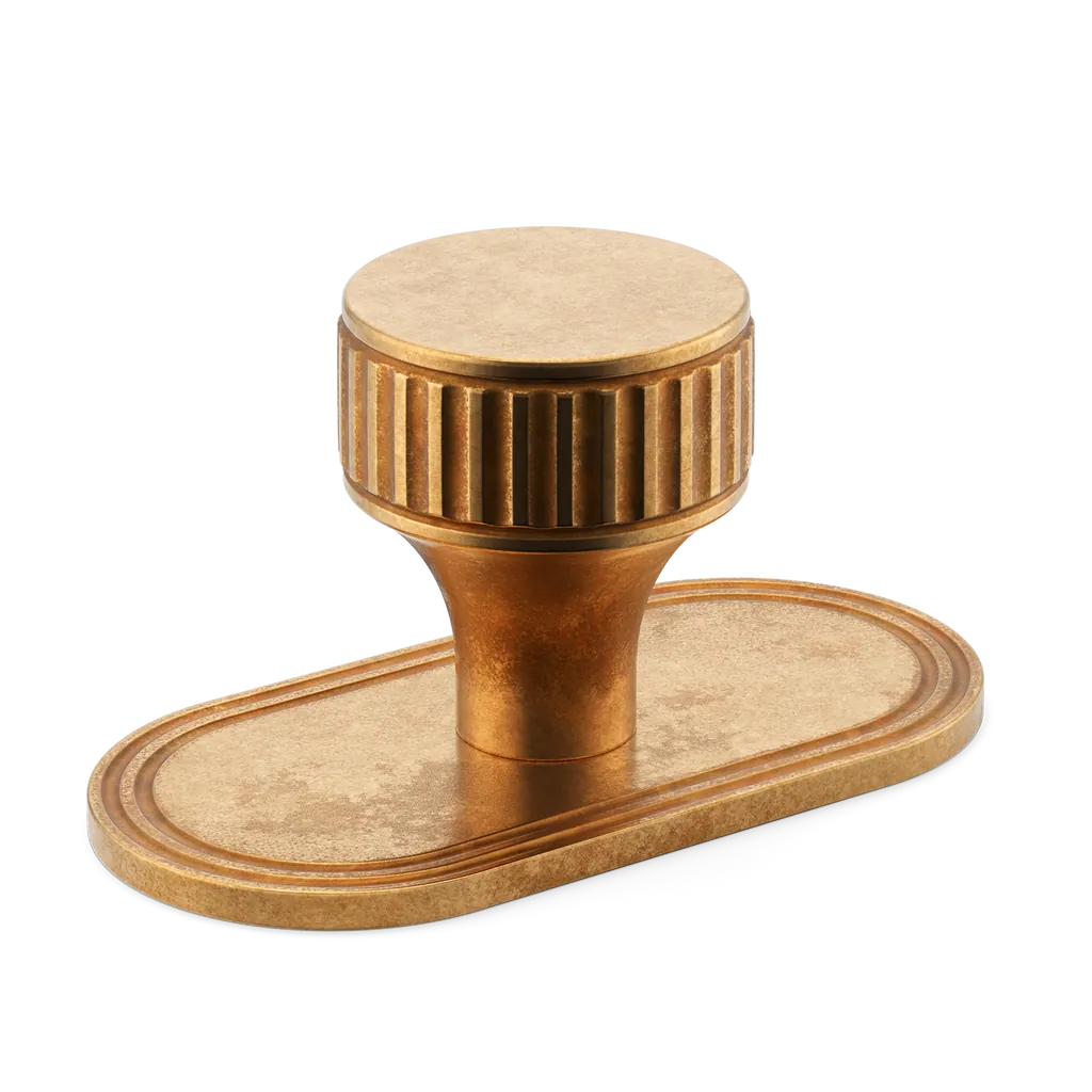 Barwick Ridged Cabinet Knob with Backplate By Armac Martin