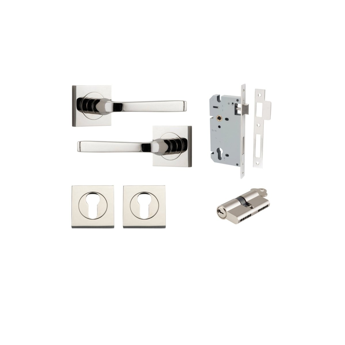 IVER Annecy Solid Brass Square Rose Door Handle – Multiple Finishes Available - Entry - Point - 0398KENTR60KK - Iver