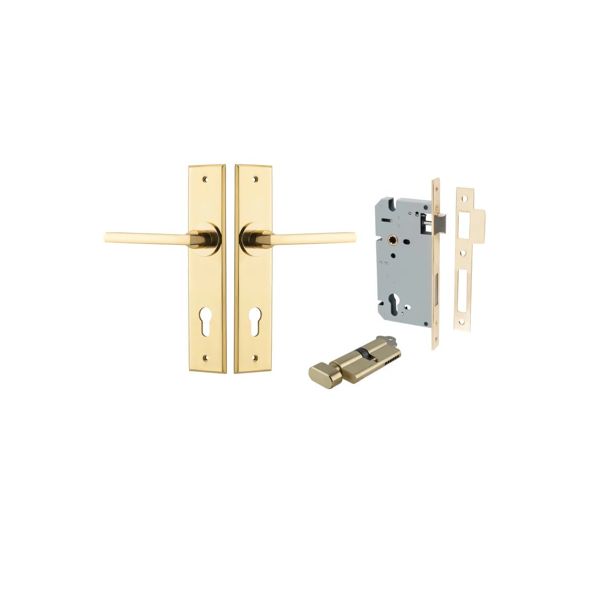 IVER Baltimore Solid Brass Chamfered Plate Door Handle – Multiple Finishes Available - Entry - Point - 10282KENTR60KT - Iver