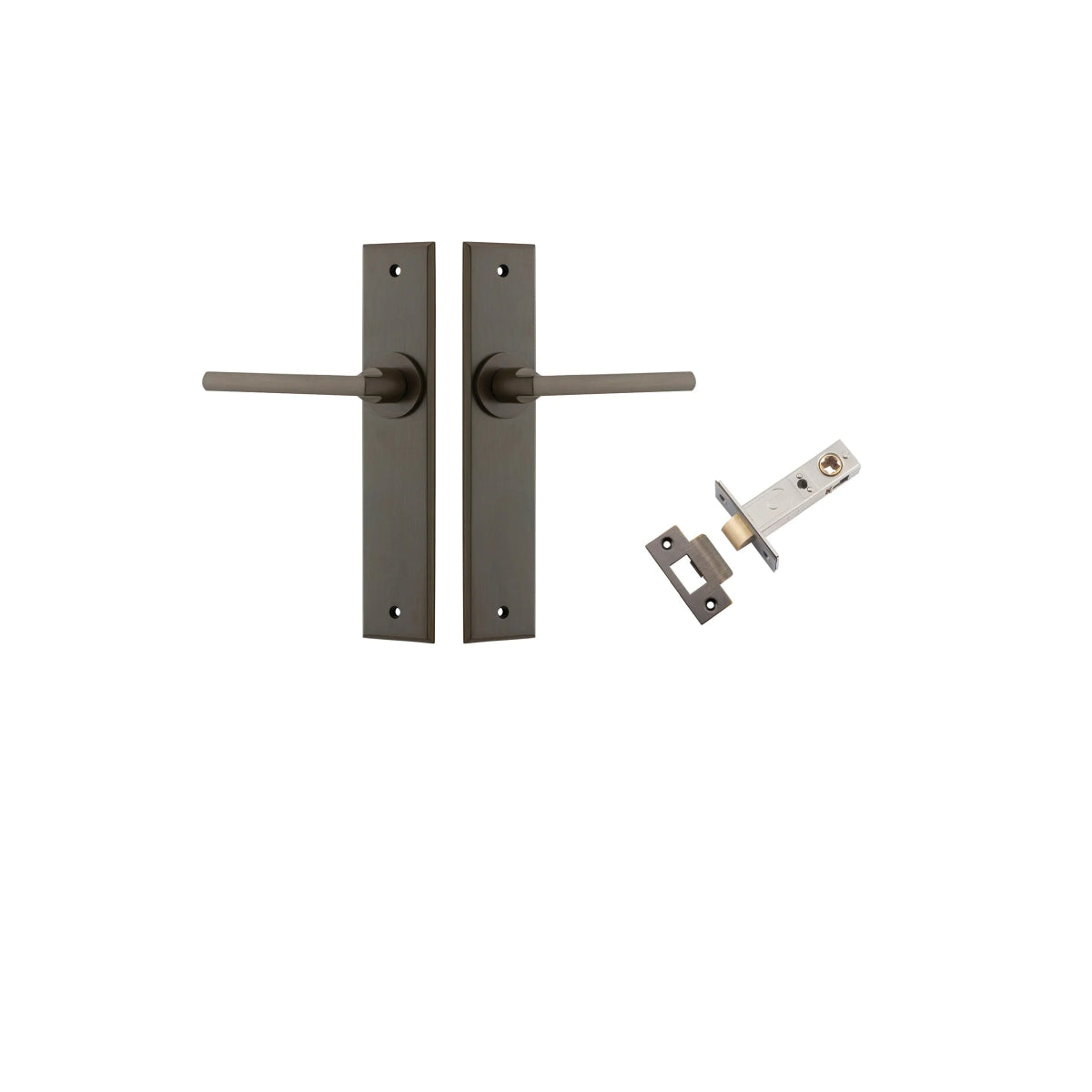 IVER Baltimore Solid Brass Chamfered Plate Door Handle – Multiple Finishes Available - Entry - Point - 10782KPASS60 - Iver
