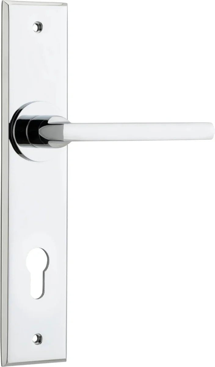 IVER Baltimore Solid Brass Chamfered Plate Door Handle – Multiple Finishes Available - Entry - Point - 11782E85 - Iver