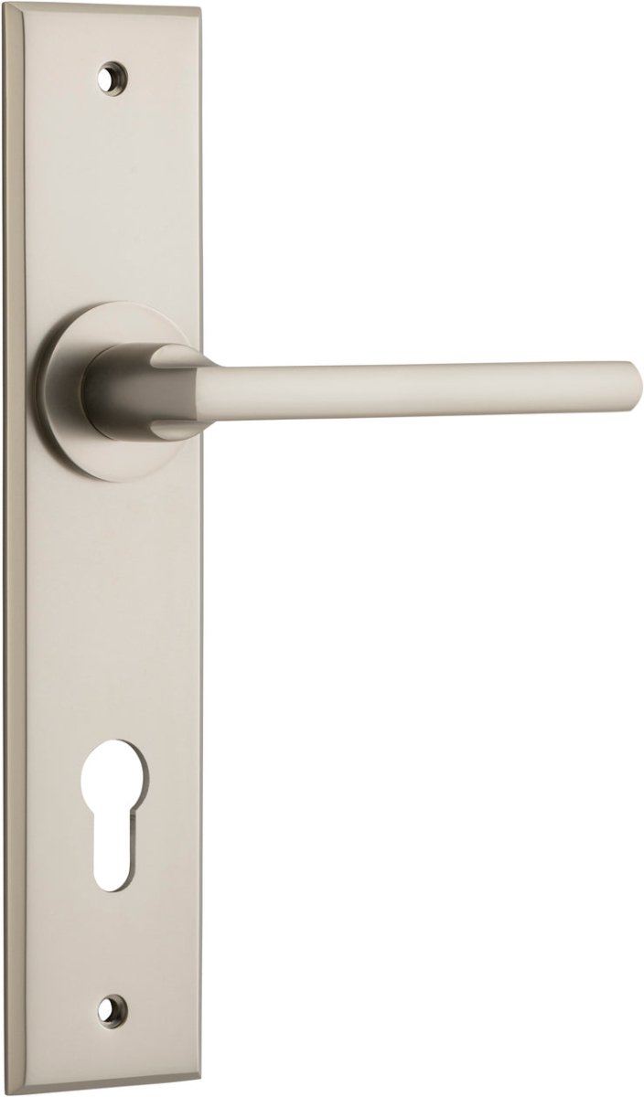IVER Baltimore Solid Brass Chamfered Plate Door Handle – Multiple Finishes Available - Entry - Point - 14782E85 - Iver