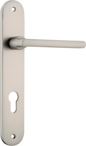 IVER Baltimore Solid Brass Oval Plate Door Handle – Multiple Finishes Available - Entry - Point - 14726E85 - Iver