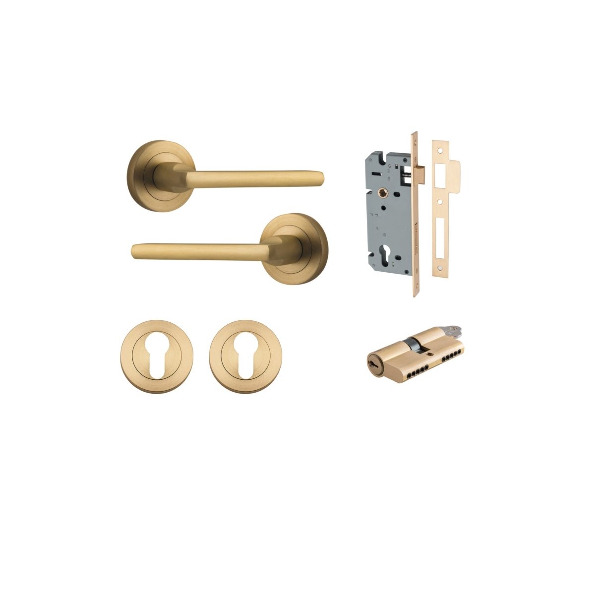 IVER Baltimore Solid Brass Round Rose Door Handle – Multiple Finishes Available - Entry - Point - 9365KENTR60KK - Iver