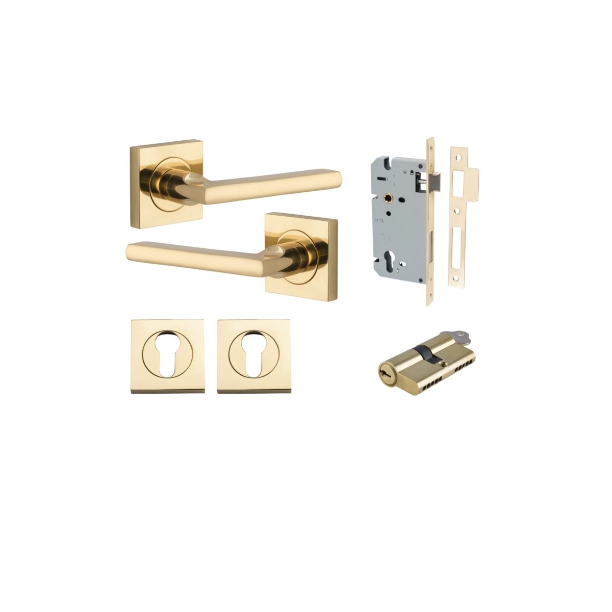 IVER Baltimore Solid Brass Square Rose Door Handle – Multiple Finishes Available - Entry - Point - 0270KENTR60KK - Iver