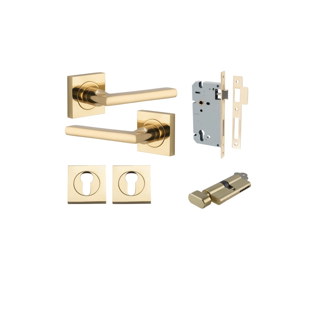 IVER Baltimore Solid Brass Square Rose Door Handle – Multiple Finishes Available - Entry - Point - 0270KENTR60KT - Iver