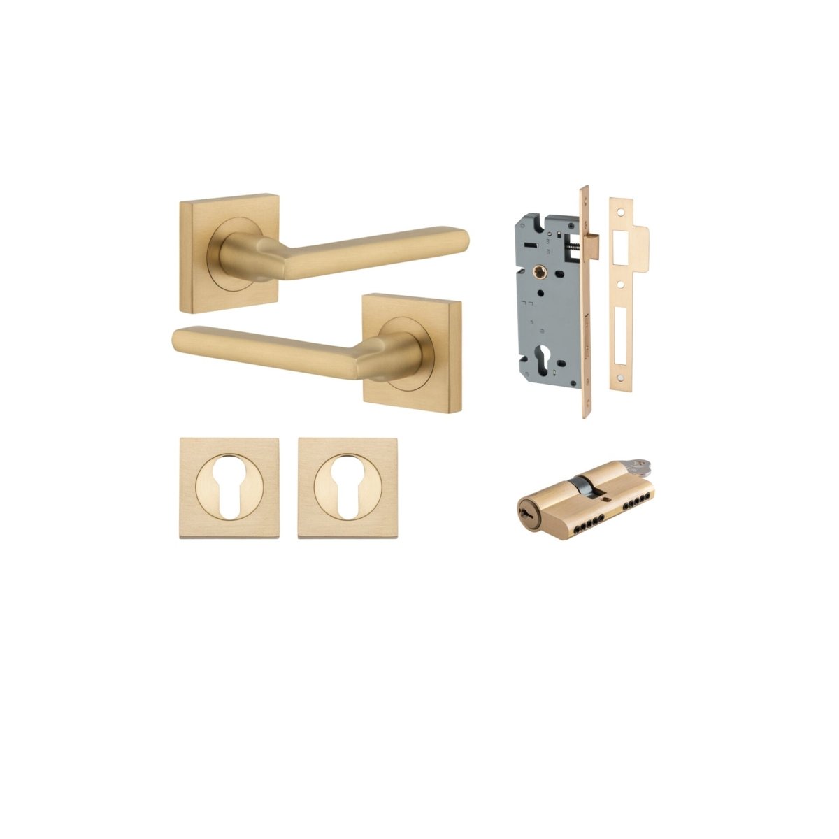 IVER Baltimore Solid Brass Square Rose Door Handle – Multiple Finishes Available - Entry - Point - 0458KENTR60KK - Iver