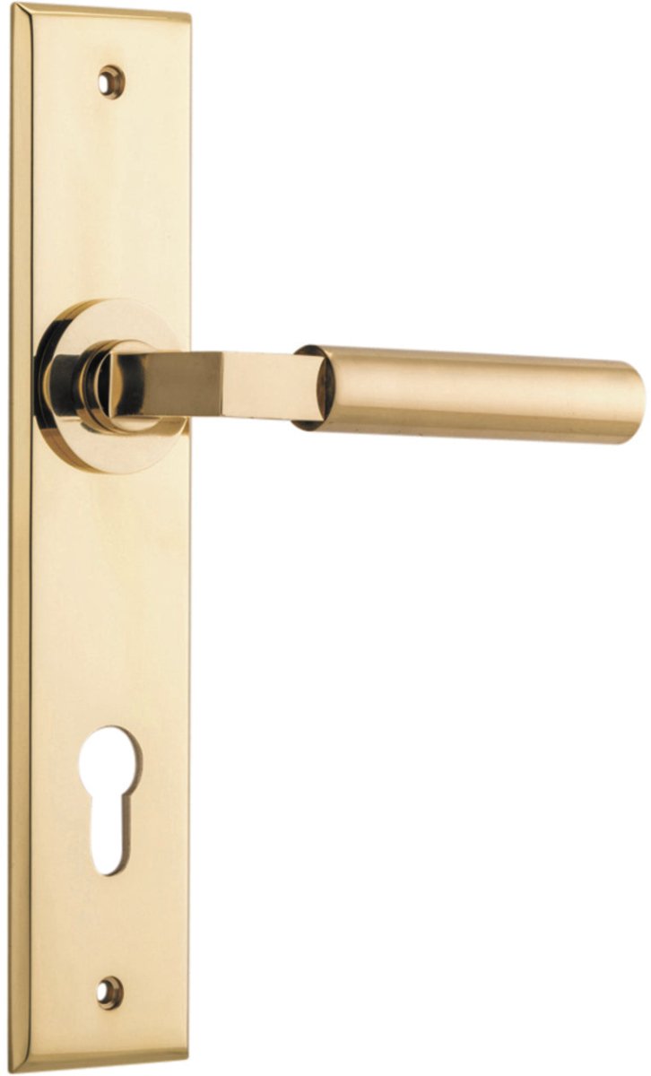 IVER Berlin Solid Brass Chamfered Plate Door Handle – Multiple Finishes Available - Entry - Point - 10294E85 - Iver