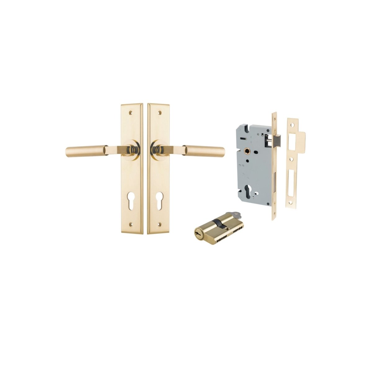 IVER Berlin Solid Brass Chamfered Plate Door Handle – Multiple Finishes Available - Entry - Point - 10294KENTR60KK - Iver