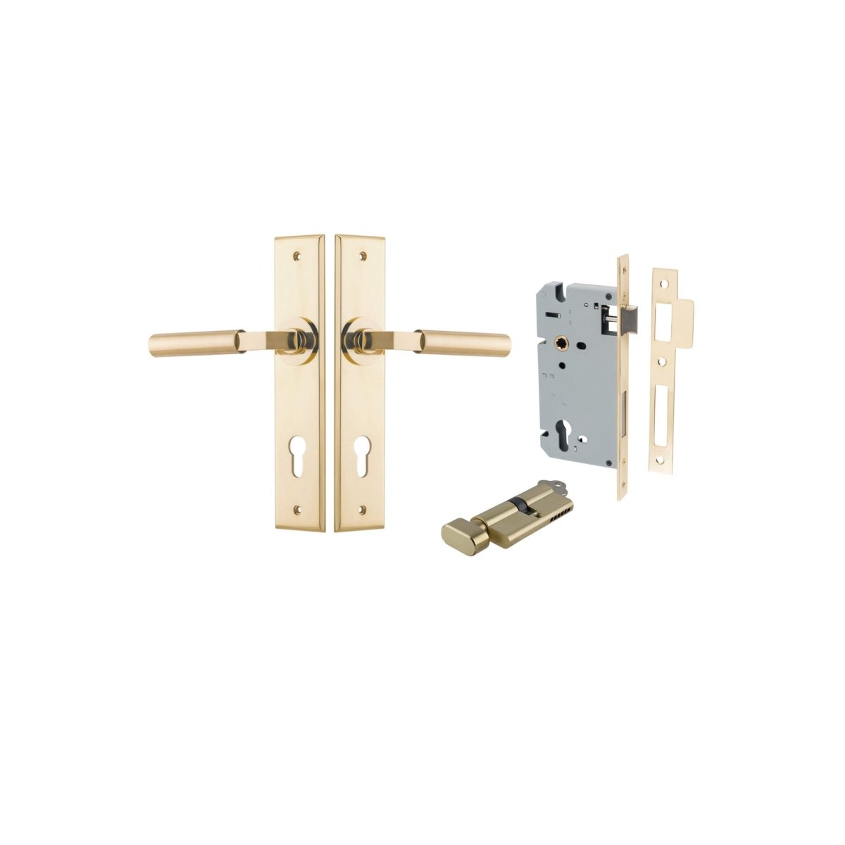 IVER Berlin Solid Brass Chamfered Plate Door Handle – Multiple Finishes Available - Entry - Point - 10294KENTR60KT - Iver