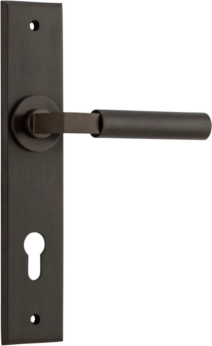 IVER Berlin Solid Brass Chamfered Plate Door Handle – Multiple Finishes Available - Entry - Point - 10794E85 - Iver