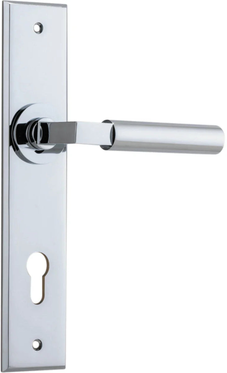 IVER Berlin Solid Brass Chamfered Plate Door Handle – Multiple Finishes Available - Entry - Point - 11794E85 - Iver