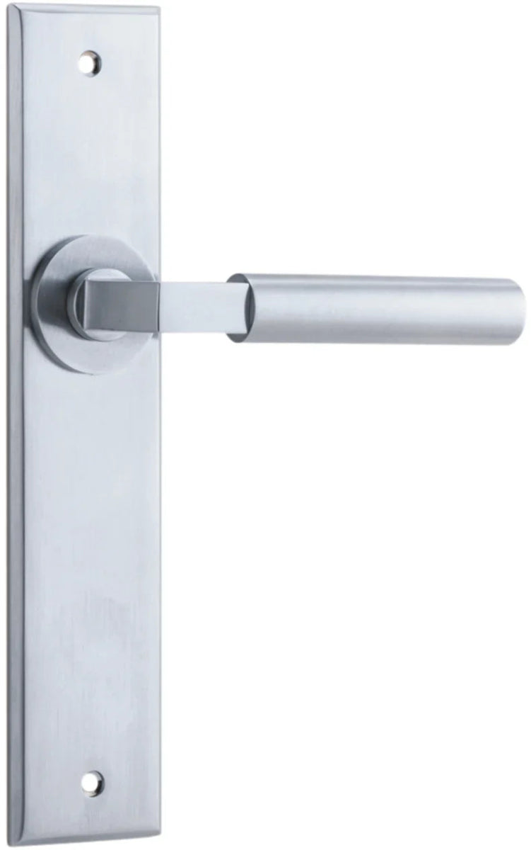 IVER Berlin Solid Brass Chamfered Plate Door Handle – Multiple Finishes Available - Entry - Point - 12294 - Iver