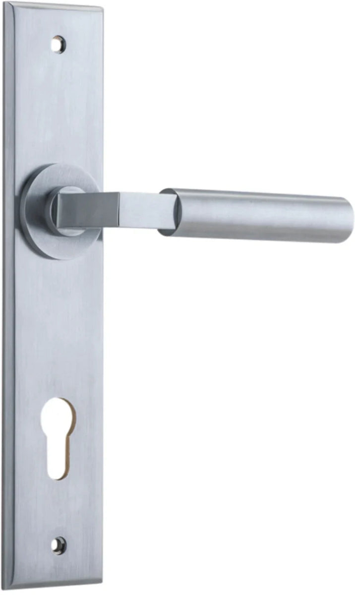 IVER Berlin Solid Brass Chamfered Plate Door Handle – Multiple Finishes Available - Entry - Point - 12294E85 - Iver