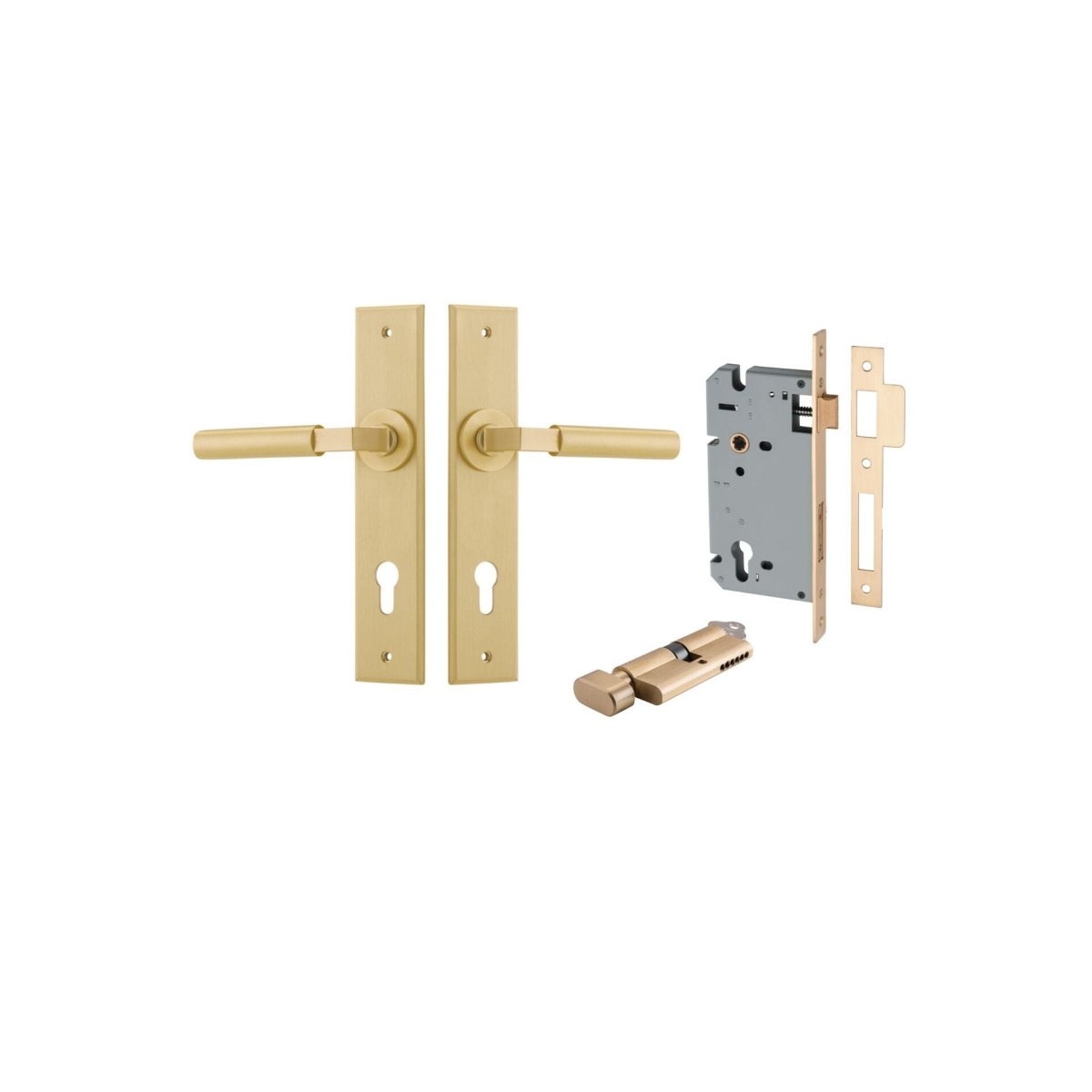 IVER Berlin Solid Brass Chamfered Plate Door Handle – Multiple Finishes Available - Entry - Point - 15294KENTR60KT - Iver