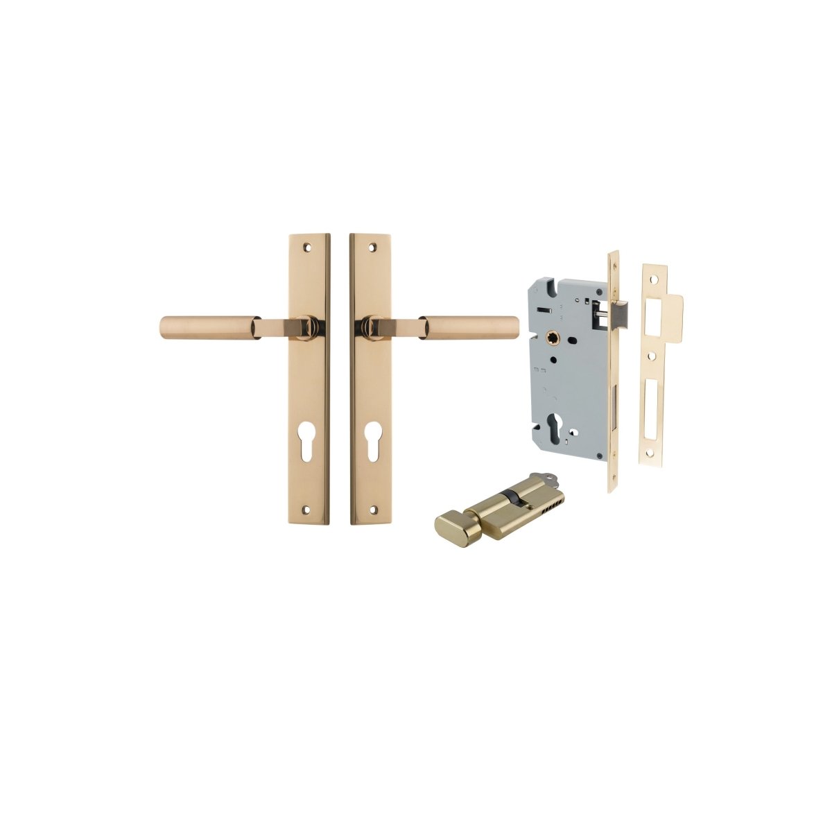 IVER Berlin Solid Brass Rectangular Backplate Door Handle – Multiple Finishes Available - Entry - Point - 10250KENTR60KT - Iver