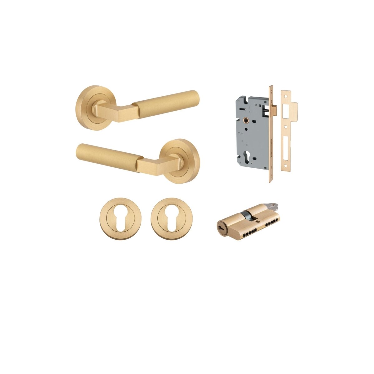 IVER Berlin Solid Brass Round Rose Door Handle – Multiple Finishes Available - Entry - Point - 0453KENTR60KK - Iver