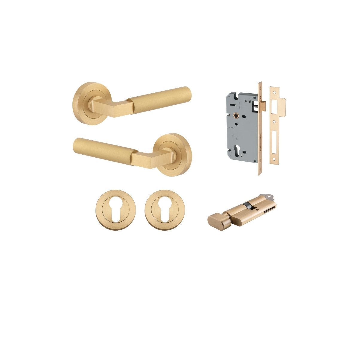 IVER Berlin Solid Brass Round Rose Door Handle – Multiple Finishes Available - Entry - Point - 0453KENTR60KT - Iver