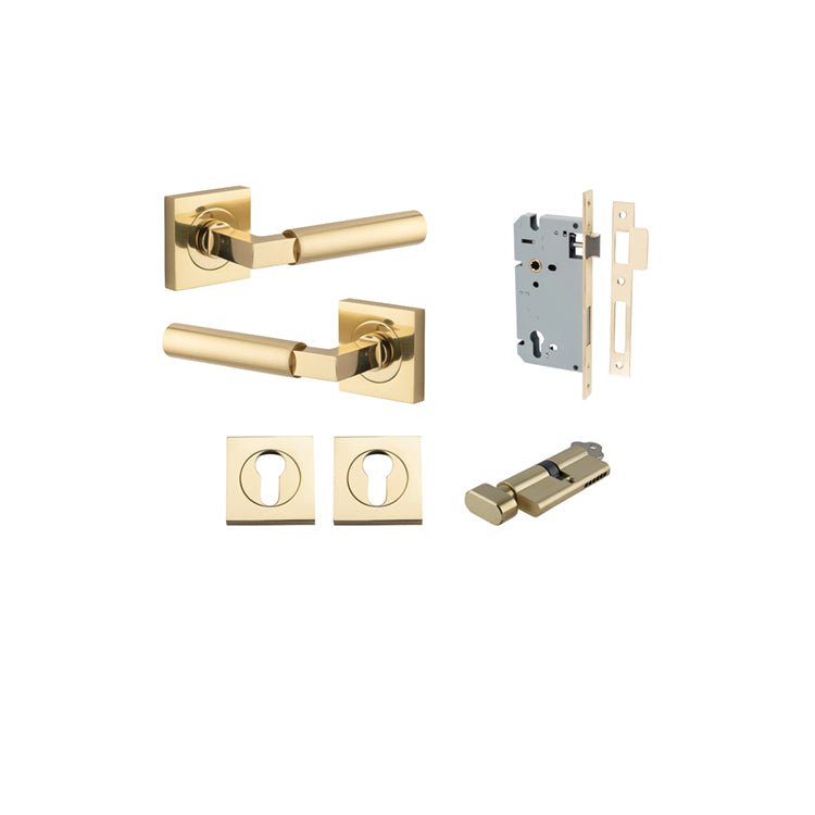IVER Berlin Solid Brass Square Rose Door Handle – Multiple Finishes Available - Entry - Point - 0410KENTR60KT - Iver