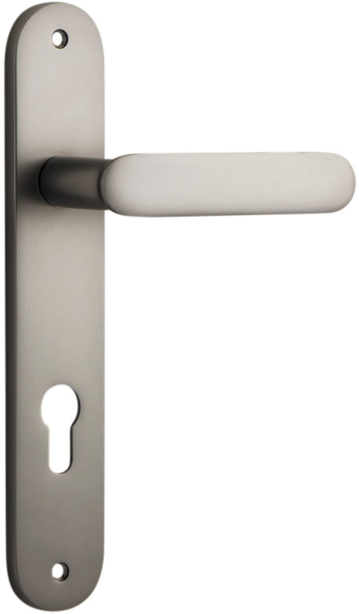 IVER Bronte Solid Brass Oval Plate Door Handle – Multiple Finishes Available - Entry - Point - 14764E85 - Iver